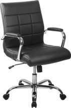 Flash Furniture Mid-Back Black Vinyl Executive Swivel Office Chair With Chrome - £163.82 GBP