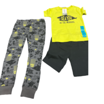allbrand365 designer Girls Or Boys 3 Piece Cotton Pajama Set, 4T, Yellow/Black - £23.30 GBP