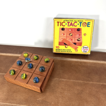 Vintage 1980 Giftco Inc, Tic Tac Toe Wood + 10 Marbles, Travel Game - $15.98