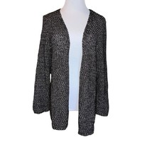 J Jill Black and White Textured Knit Open Cardigan Women’s Size Medium P... - $8.42