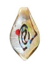 Art Glass Lampwork Slide Pendant Focal Bead Leaf Drop Silver Splatter  L... - £5.60 GBP
