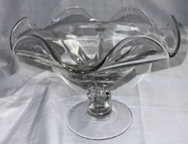 Vintage Glass Pedestal Candy Dish Tulip Edge - £7.43 GBP