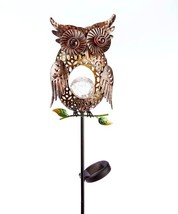 Owl Solar Garden Stake 35&quot; High Rechargeable Battery Brown Metal with So... - $39.59