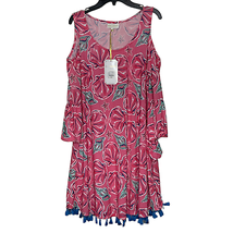 Simply Southern Womens Hooded Dress Size Small Pink Seashells Open Shoulder - $28.70