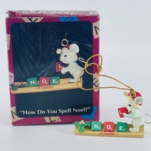 Enesco How Do You Spell Noel Christmas Ornament Scrabble Mouse Miniature 1993 - $18.57