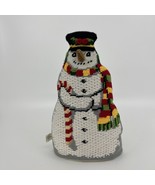 Completed Cross Stitch Snowman Plush Figure Doorstop Cottage Core Christmas - $21.02 CAD