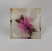 Plastic Clear Floral 1.58&quot; Square Paperweight - $92.83 MXN
