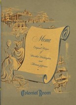 Colonial Room Restaurant at the Park Sheraton Hotel Menu Washington DC  1960s - $59.34