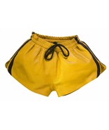 Lamb Nappa Men Yellow Leather shorts / elastic band Waist 32-34-36-38-40... - $1,007.17 MXN