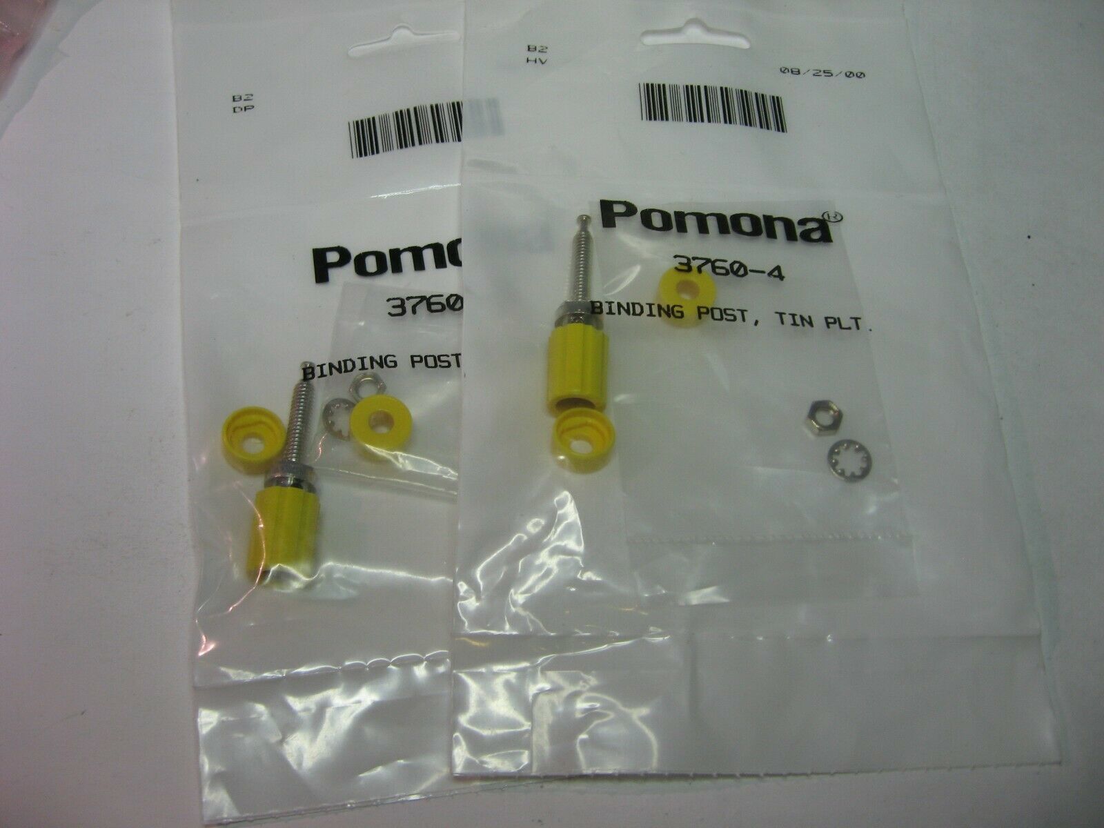 Binding Post Pomona 3760-4 Test Equipment Yellow Plastic Tin Plate - NOS Qty 2 - $5.69