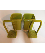 Lot of 2 Vintage TUPPERWARE Pickle Olive Keeper Holder w Lifts Avocado G... - $29.65
