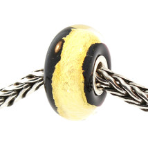 Authentic Trollbeads Glass 62015 Black Gold - £15.10 GBP