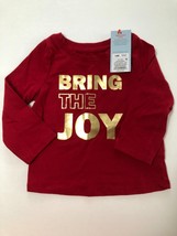Cat &amp; Jack Girl&#39;s Red Bring the Joy Long Sleeve T-Shirt Size 12M - £9.42 GBP