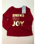 Cat &amp; Jack Girl&#39;s Red Bring the Joy Long Sleeve T-Shirt Size 12M - £9.61 GBP