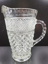 Anchor Hocking Wexford 64 Oz Pitcher Vintage Clear Cut Criss Cross Etche... - $39.27