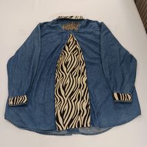 Dressbarn RN#81492 Women's 18/20 Blue Embroidery Tiger Cotton Blend Denim Jacket image 2