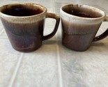 McCoy Brown Drip Glaze Coffee Mugs Cups Pottery USA Set of 2 Vintage - $26.75