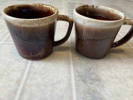 McCoy Brown Drip Glaze Coffee Mugs Cups Pottery USA Set of 2 Vintage - £20.98 GBP