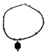 Aria Nero Black Faceted Beaded Necklace 16&quot; - $28.49