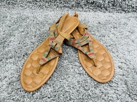 Anna Womens Slingback Sandals Beige Size 10 Bohemian Beaded Jenson 250 - £17.87 GBP
