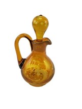 Bohemian Czech Amber Etched Cruet Original Stopper Deer &amp; Trees Design - £27.80 GBP