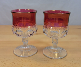 2 Vintage Kings Crown Tiffin Thumbprint Ruby Red Juice Wine Glasses 4.75” - £15.02 GBP