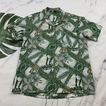 Vintage Stitch Hawaiian Shirt Size M Green Tan Tropical Floral Aloha Tik... - $519.77 MXN