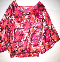 New Womens NWT USA Annalee Hope Top Butterfly Sleeves Red Medium Black Purple  - £55.92 GBP