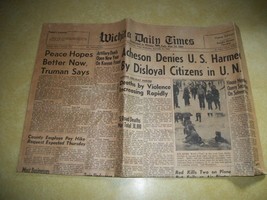 1907 WICHITA DAILY TIMES NEWSPAPER DECEMBER 31 1952 NEW YEARS EVE OLD EP... - $18.25