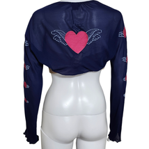 New Free People Large Only Hearts Angel Baby Bolero in Blue With Thumbholes - $54.92