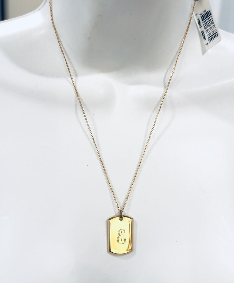 Bloomingdale's Initial Tag Necklace Dog Tag Style "E" Retail tag attached $50 - $6.64
