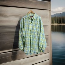 Vineyard Vines Linen Murray Shirt Men&#39;s Size XXL Green Blue Plaid  Long Sleeve - £14.23 GBP