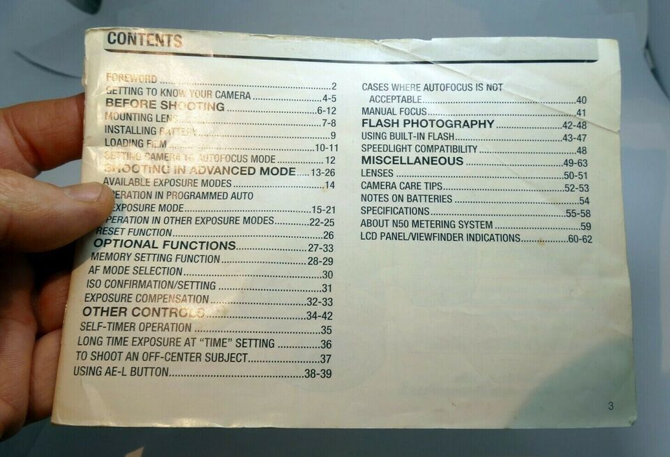 Nikon N50 CAMERA Guide Book  Instruction manual missing cover page - $12.00