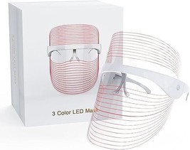 One time used - Led Face Mask Light Therapy, 3 Colors Light Therapy Facial Photo - £35.61 GBP