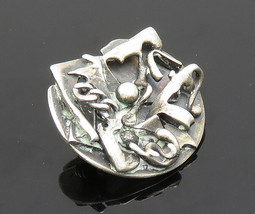 925 Sterling Silver - Vintage Brutalist Sculpted Round Brooch Pin - BP7819 - £43.38 GBP