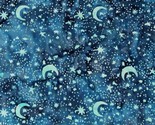 Cotton Batiks Stargazer Sky Moons Stars Blue Fabric Print by Yard D180.24 - $13.95