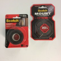 (2) Scotch Extreme Indoor Outdoor Double Sided Mounting Tape ~ 1” x 5 ft. each! - £15.35 GBP