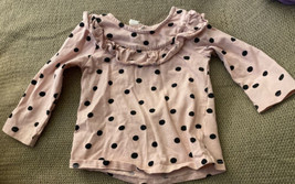 H&M Baby Girl Shirt 6 to 9 months pink with black dots - $2.85