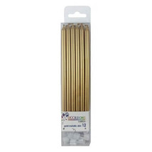 Alpen Slim Candles with Holders 120mm (12pk) - Gold - £24.30 GBP