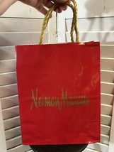 Neiman Marcus 1980s Vintage Holiday Red Shopping Gift Bag  HTF gold rope handle - £12.47 GBP