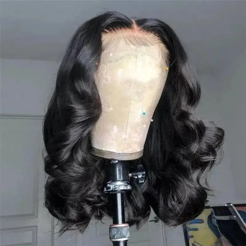 Body Wave Short Bob Transparent T Part Side Part Lace Human Hair Wig for Wom - £35.63 GBP+