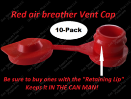 10-Pack-GAS-CAN-RED-VENT-CAPS-Air Breather Fix Your Can GLUG-Wedco-Blitz-Scepter - $7.55