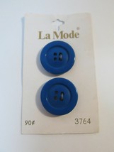 Vtg La Mode 2ct ROYAL BLUE Buttons on Card Style 3764 7/8&quot; Mod Estate Fi... - £3.98 GBP