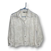 Chico&#39;s Summer Cardigan Blouse Button Down Sz 1 M 8 10 Gauzy Lightweight Sheer  - £15.94 GBP