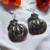 Metal Pumpkin Jack O Lantern Vintage Earrings Women Jewelry Costume Heavy Style - £11.18 GBP