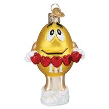 Old World Christmas M&amp;M's Yellow Love You Glass Hanging Ornament FREE BOX - $21.77