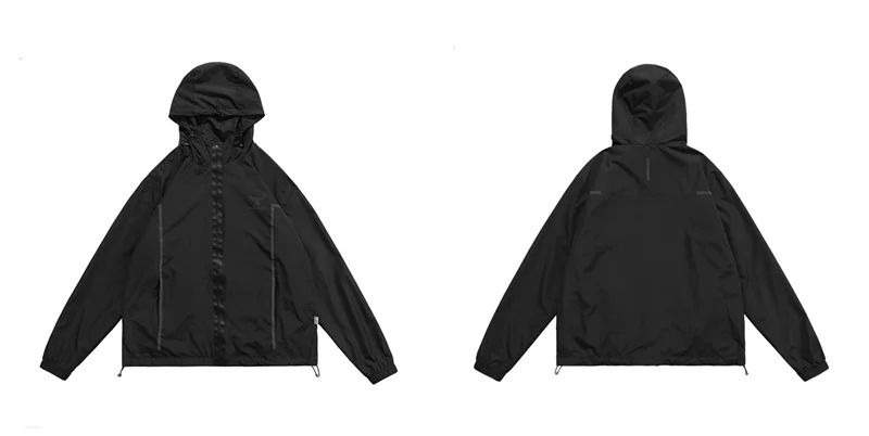 Men Hooded Windbreaker Streetwear Vintage Reflective Strip Varsity Jackets Overs - £418.60 GBP