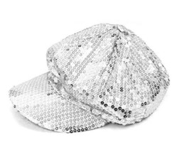 6 SILVER SEQUIN BASEBALL CAPS flashy novelty sparkle hat dance stage dre... - £18.93 GBP