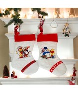 Disney Vintage White Red Winnie The Pooh Felt Christmas Stocking Pair - $31.86 CAD