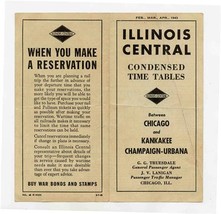 Illinois Central Railroad Condensed Time Tables 1943 Chicago Kankakee Ch... - £14.17 GBP